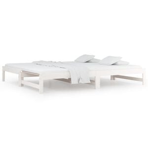 vidaXL Tagesbett Ausziehbar Wei&szlig; 2x(80x200) cm Massivholz Kiefer