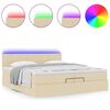 vidaXL Ottoman-Bett mit Matratzen & LEDs Creme 200x200 cm Stoff
