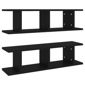 vidaXL Wandregale 2 Stk. Schwarz 75x18x20 cm Holzwerkstoff