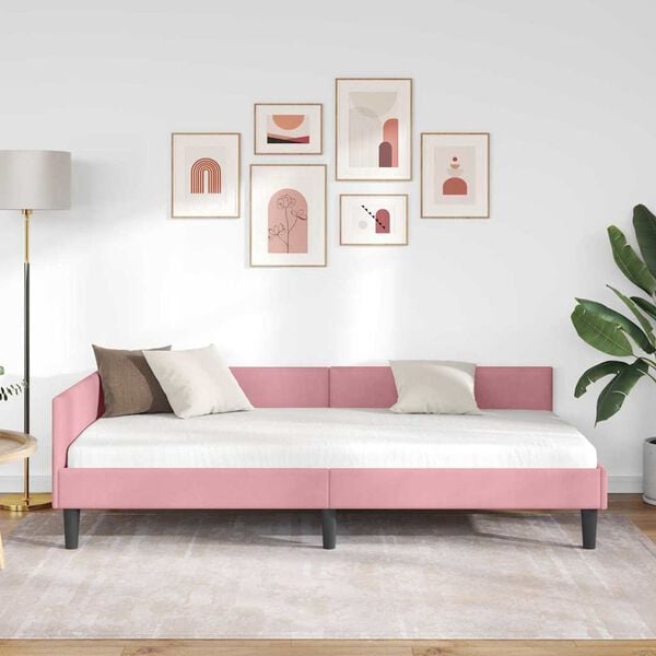 vidaXL Eckbettgestell mit Kopfteil Rosa 80 cm x 200 cm Samt