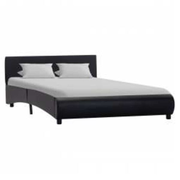 vidaXL Bettgestell mit LED Schwarz Kunstleder 140&times;200 cm