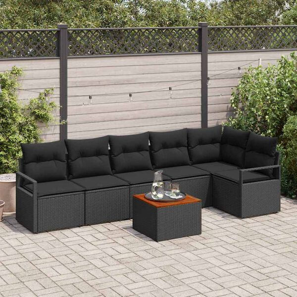 vidaXL Garten-Sofa-Set 7 pcs Schwarz