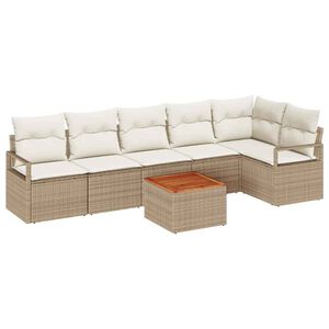 vidaXL Gartensofa-set mit Kissen 7 pcs Beige Poly-Rattan