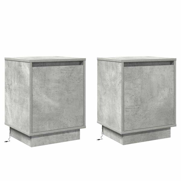 vidaXL Nachttisch 2 pcs Beton Grau 39 x 34,5 x 50 cm Holzwerkstoff