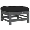 vidaXL Gartenhocker mit Kissen Grau Massivholz Kiefer