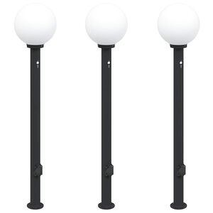 vidaXL Pollerleuchten mit Sensor und Steckdose 3 Stk. 120 cm Schwarz IP44