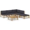 vidaXL 6-tlg. Garten-Lounge-Set mit Dunkelgrauen Kissen Bambus