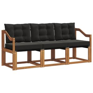 vidaXL Outdoor-Sofagarnitur mit Kissen 3 pcs Nat&uuml;rlich und Schwarz
