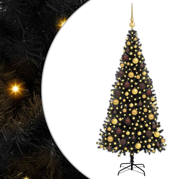 vidaXL Weihnachtsbaum mit 300 LEDs mit St&auml;nder Schwarz 180 cm PVC