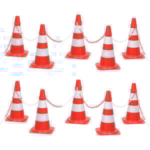 vidaXL Leitkegel-Set mit 10 m Kette Rot und Wei&szlig;