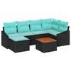 vidaXL Gartensofa-set mit Kissen 7 pcs Schwarz Poly-Rattan