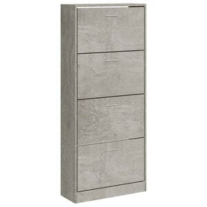 vidaXL Schuhschrank Betongrau 63x24x147 cm Holzwerkstoff