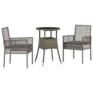 vidaXL Garten Essgruppe 3 stk. Grau Poly-Rattan