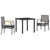 vidaXL Garten Essgruppe 3 Stk. Schwarz Rattan