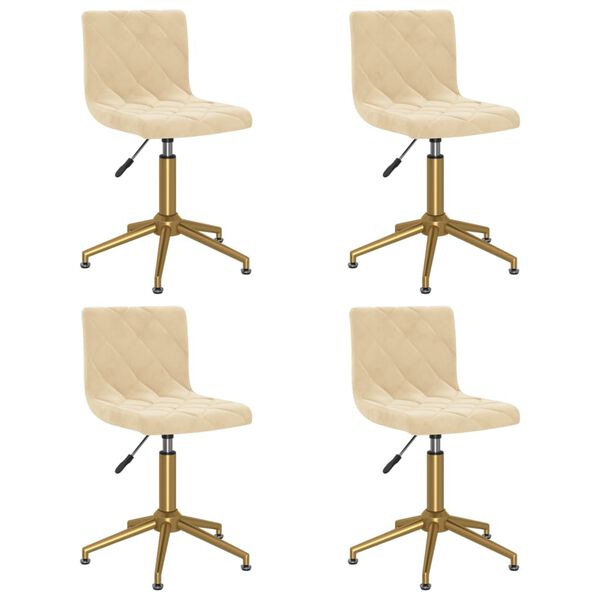 vidaXL Esszimmerst&uuml;hle 4 Stk. Drehbar Creme Samt