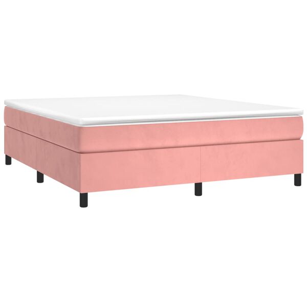 vidaXL Boxspringbett mit Matratze Rosa 160x200 cm Samt