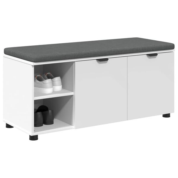 vidaXL Flurbank mit Kissen Uni Wei&szlig; 100 x 38 x 46 cm