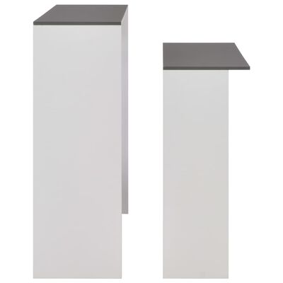 vidaXL Bartisch mit 2 Tischplatten Weiß und Grau 130 x 40 x 120 cm