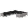 vidaXL 10-tlg. Garten-Lounge-Set mit Kissen Poly Rattan Dunkelgrau