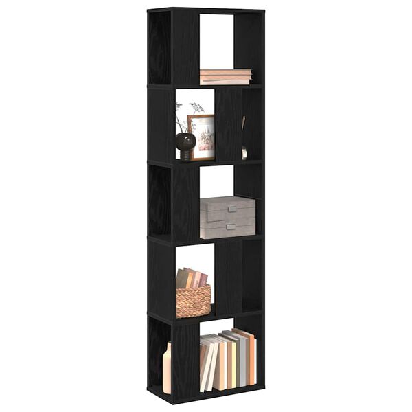 vidaXL B&uuml;cherregal Schwarz Eichen-Optik 45 x 23,5 x 162,5 cm