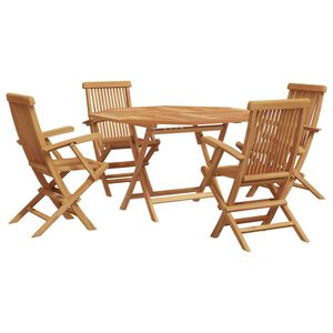 vidaXL Garten Essgruppe 5 pcs Braun Massivholz Teak