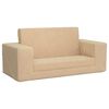 vidaXL Kinder-Schlafsofa 2-Sitzer Creme Weicher Pl&uuml;sch