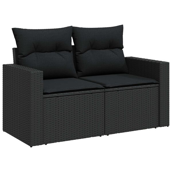vidaXL Gartensofa-set mit Kissen 17 pcs Schwarz Poly-Rattan