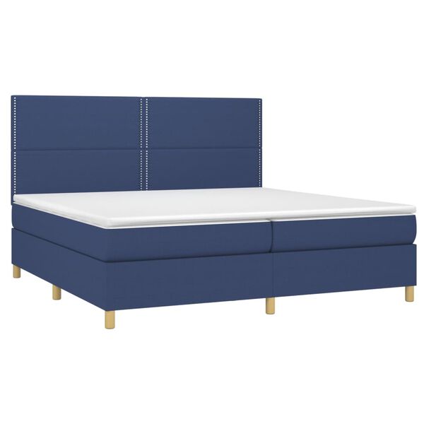vidaXL Boxspringbett mit Matratze & LED Blau 200x200 cm Stoff