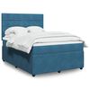 vidaXL Boxspringbett mit Matratze Dunkelblau 140x200 cm Samt