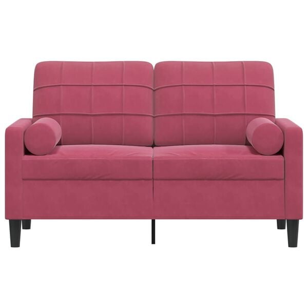 vidaXL 2-Sitzer-Sofa mit Zierkissen Weinrot 120 cm Samt