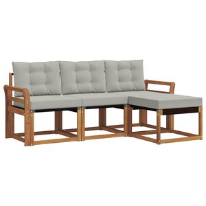 vidaXL Outdoor-Sofagarnitur 4 stk. 4-Sitzer Natur und Hellgrau