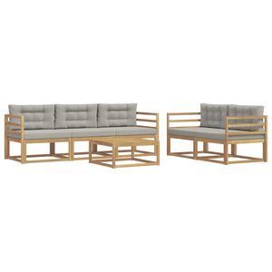 vidaXL Outdoor-Sofagarnitur 6 stk. Wei&szlig; und Hellgrau