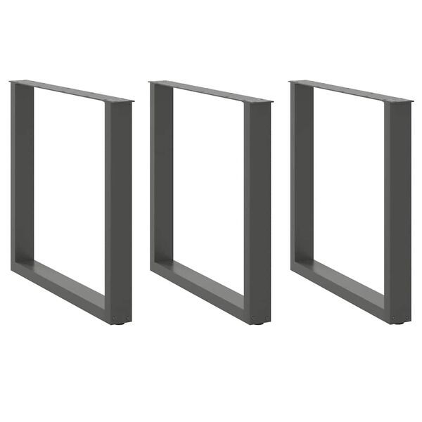 vidaXL Esstischbeine U-Form 3 Stk. Anthrazit 90x(72-73) cm Stahl