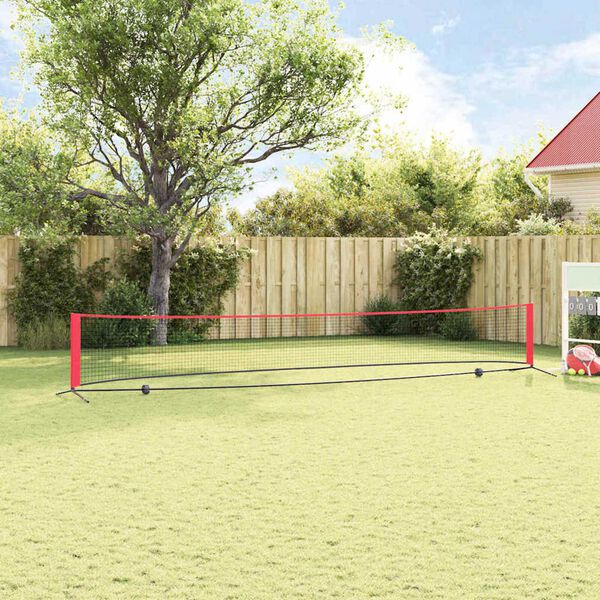 vidaXL Tennisnetz Schwarz und Rot 595 x 90,5 x 87 cm Polyester