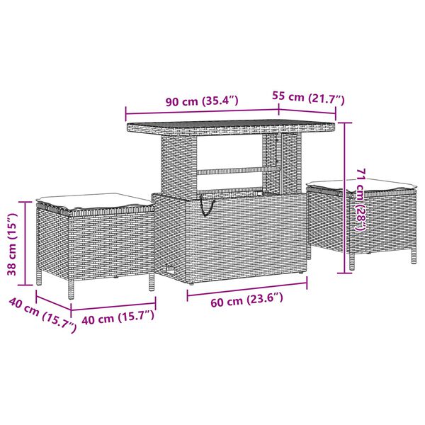 vidaXL Gartensofa-set mit Kissen Schwarz Poly-Rattan