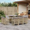 vidaXL 11-tlg. Garten-Essgruppe mit Kissen Beigemischung Poly Rattan