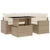vidaXL 5-tlg. Garten-Sofagarnitur mit Kissen Beige Poly Rattan