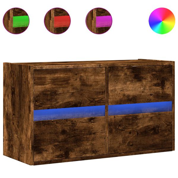 vidaXL TV-Wandschrank mit LED-Beleuchtung Räuchereiche 80x31x45 cm