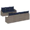 vidaXL Sofa Set mit Kissen 8 pcs Grau und Marineblau Poly-Rattan