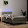 vidaXL Boxspringbett mit Matratze & LED Hellgrau 90x220 cm Samt