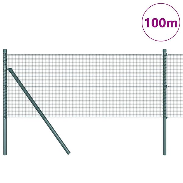 vidaXL Zaunpfosten Gr&uuml;n 100 x 0,5 m (12 x 12 mm Maschen) Stahl und PVC