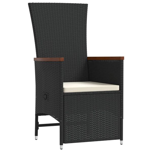 vidaXL 9-tlg. Garten-Essgruppe mit Kissen Schwarz Poly Rattan