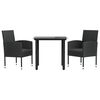 vidaXL 3-tlg. Garten-Essgruppe Schwarz Poly Rattan und Stahl