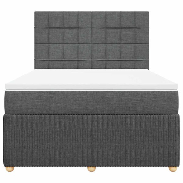 vidaXL Boxspringbett mit Matratze Dunkelgrau 140x190 cm Stoff