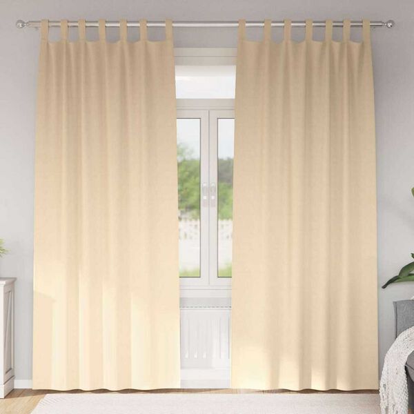 vidaXL Verdunkelungs-Vorh&auml;nge mit Ringen 2 pcs Creme 225 x 140 cm