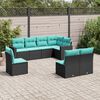 vidaXL 8-tlg. Garten-Sofagarnitur mit Kissen Schwarz Poly Rattan