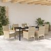 vidaXL Garten Essgruppe mit Kissen 7 pcs Beige Poly-Rattan