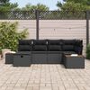 vidaXL Gartensofa-set mit Kissen mit Speicher Schwarz Poly-Rattan