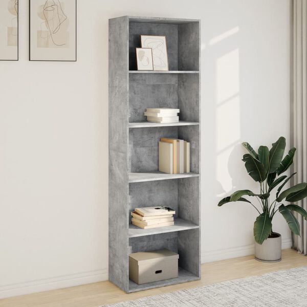 vidaXL B&uuml;cherregal Betongrau 60x30x189 cm Holzwerkstoff