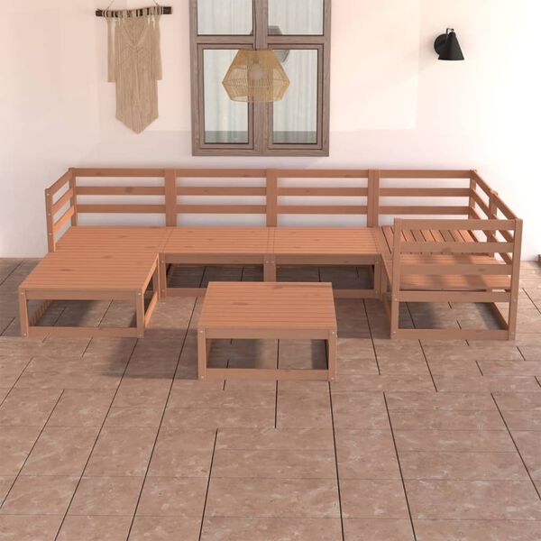 vidaXL 7-tlg. Garten-Lounge-Set Honigbraun Massivholz Kiefer